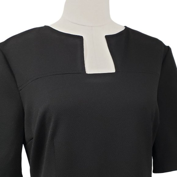 Trina Turk Black Sheath Lined Dress Notch Crew Neckline 10 EUC - Picture 2 of 8